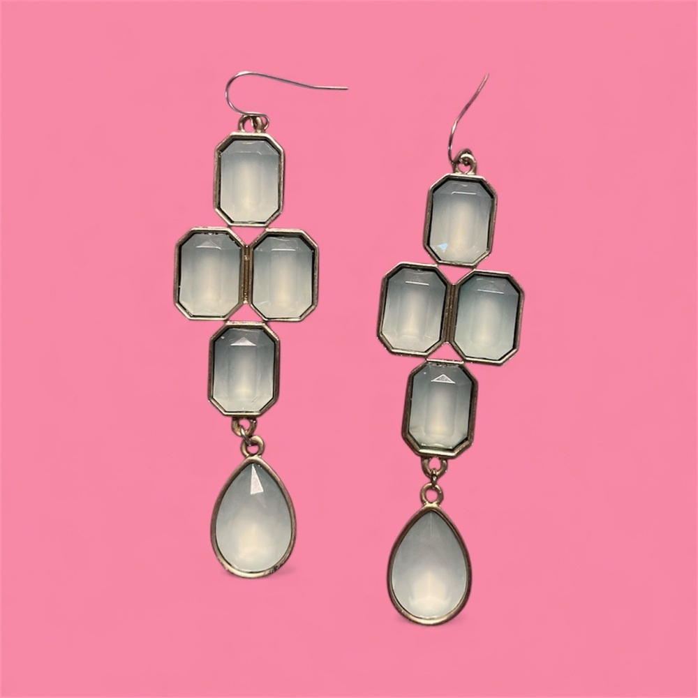 Elegant Silver and light blue crystal Dangle Earrings